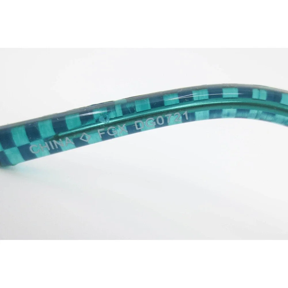FGX L8028 TEL Teal Green Checkered Oval Eyeglass Frames 48-17-130 DG0721